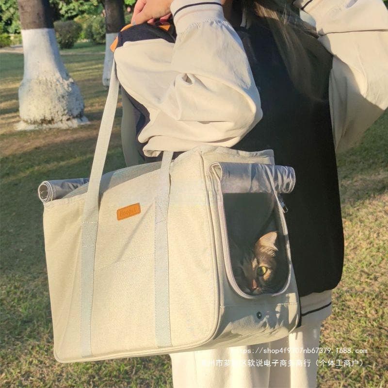 Cat Carrier Bag Portable Shoulder Handbag Pet Carrier Winter Large Capacity Small Dog Carrier Canvas