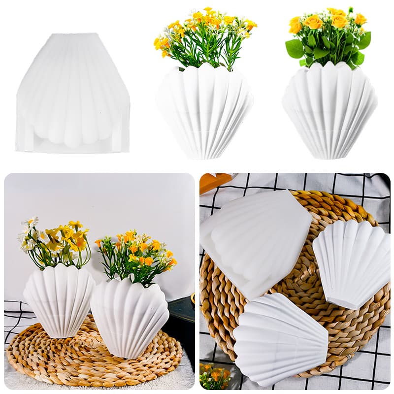 Zhongcheng DIY Shell Vase Silicone Mold Pen Holder Plaster Mold Illustration Vase Flower Pot Cement Mold