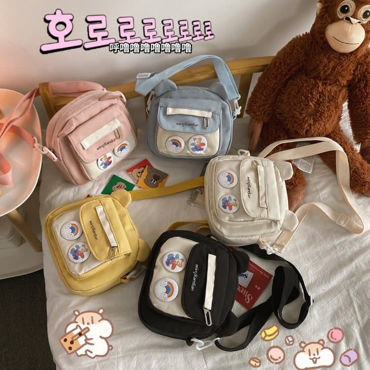 Cute Small Bag Japanese Vintage Style Adorable Bear Design Soft Girl Student Crossbody Bag Quirky Shoulder Bag for Women