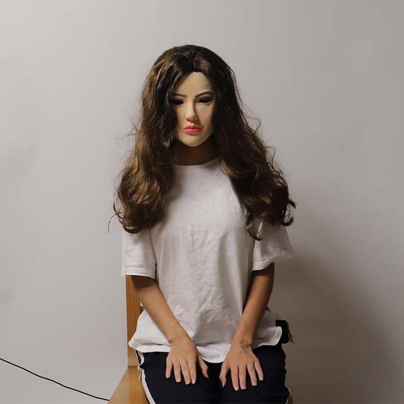 Halloween cos party makeup adult costume beauty human face latex full face mask simulation wearing hair hood