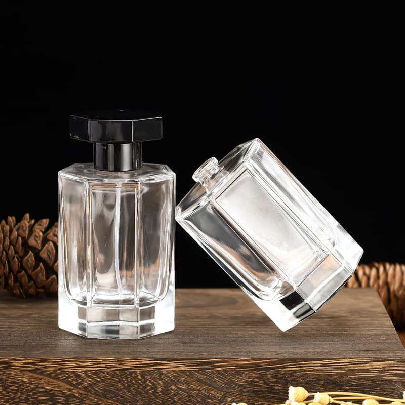 Cylindrical Octagonal Perfume Bottle 100ml Perfume Press Bottle Cosmetic Packaging Spray Glass Perfume Bottle Wholesale