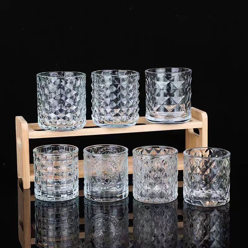 Clear Crystal Candle Cup Romantic Atmosphere Candle Holder Glass Jar Empty Cup Wedding Scented Candle Cup