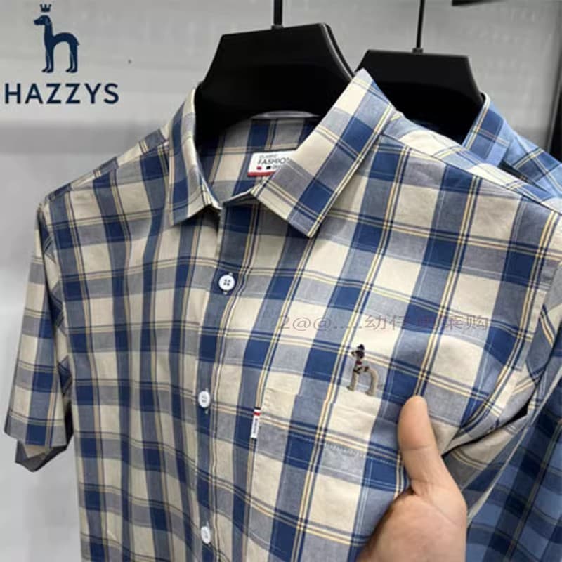 [Outlet Removal] Summer Cotton Short-Sleeve Shirt for Men, Classic Fashionable Casual Turn-Down Collar Plaid