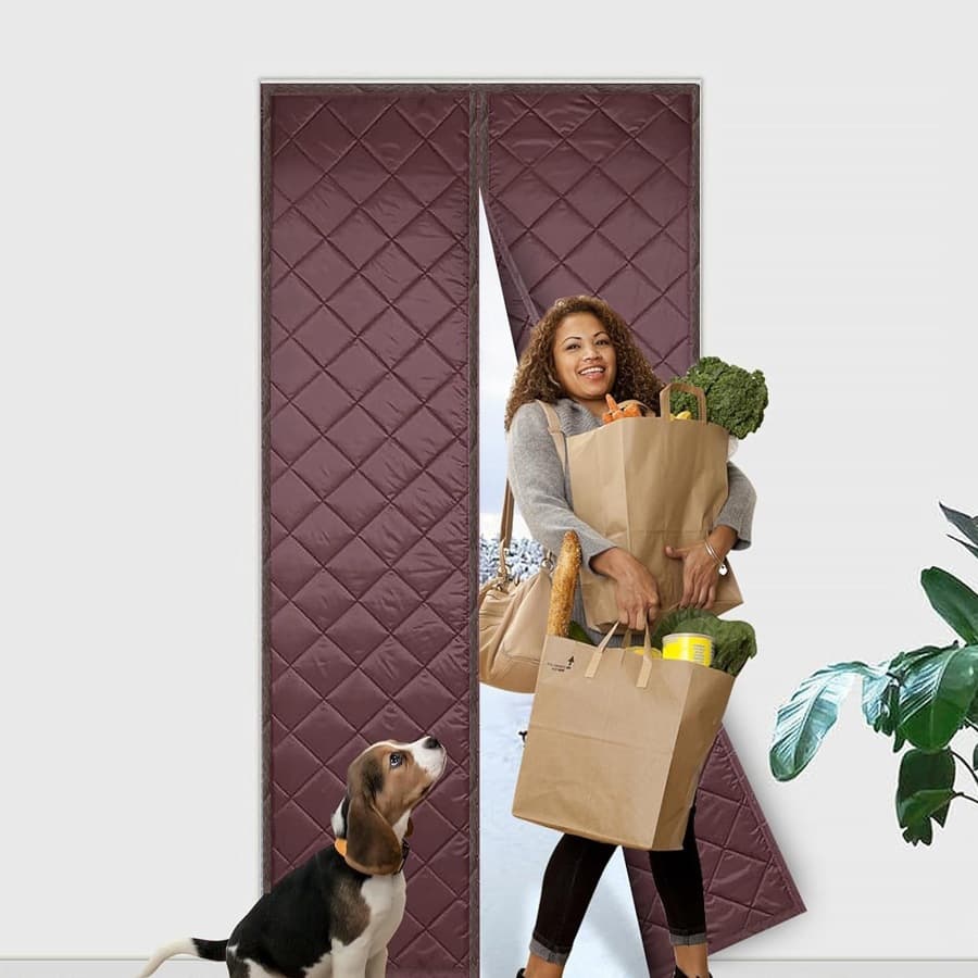 Winter cotton door curtain without punching, magnetic windproof partition curtain, warm home door curtain, windproof