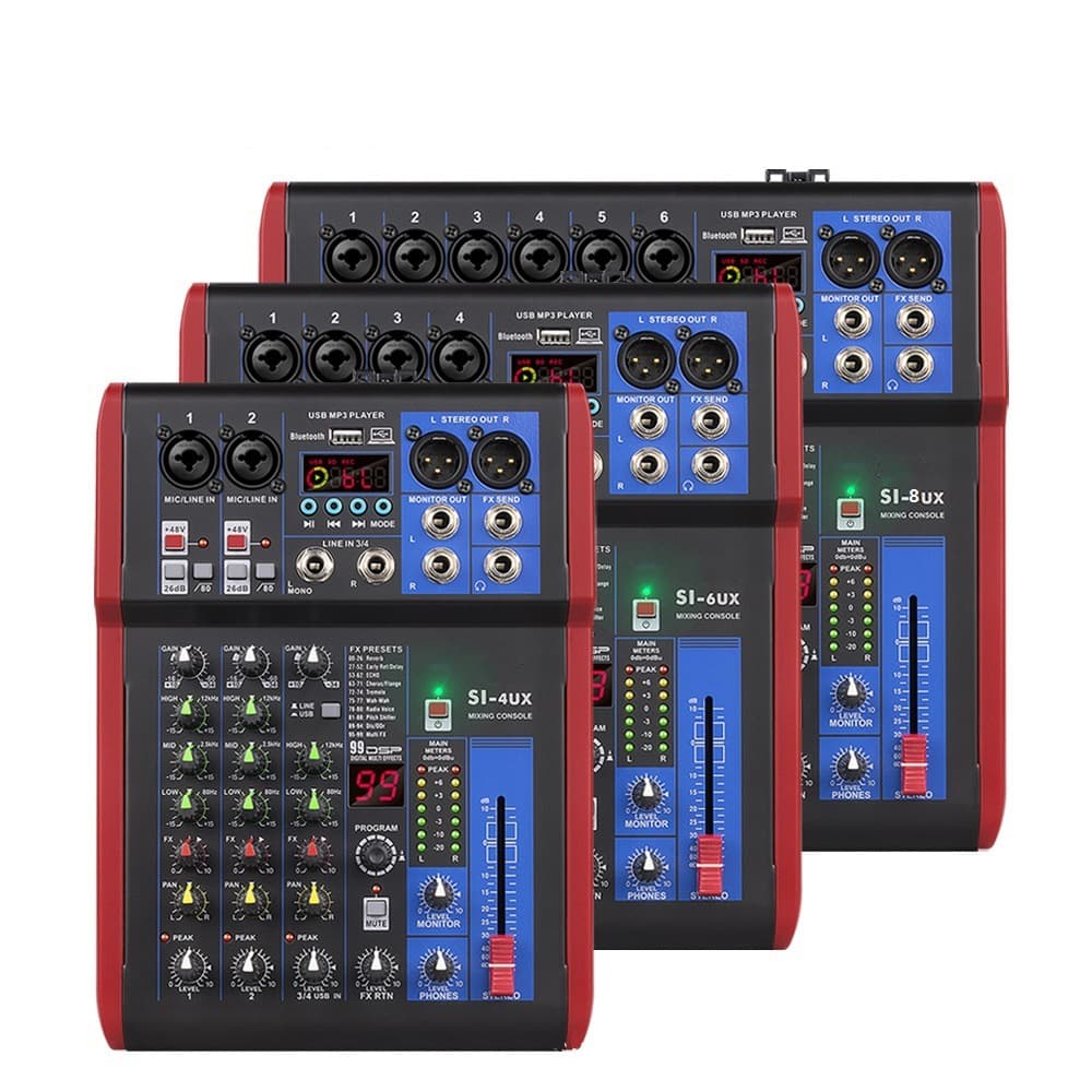 4/6/8-Channel DSP Reverb Computer Recording Sound Card Small Home Stage Musical Instrument Mixer Professional Mixer