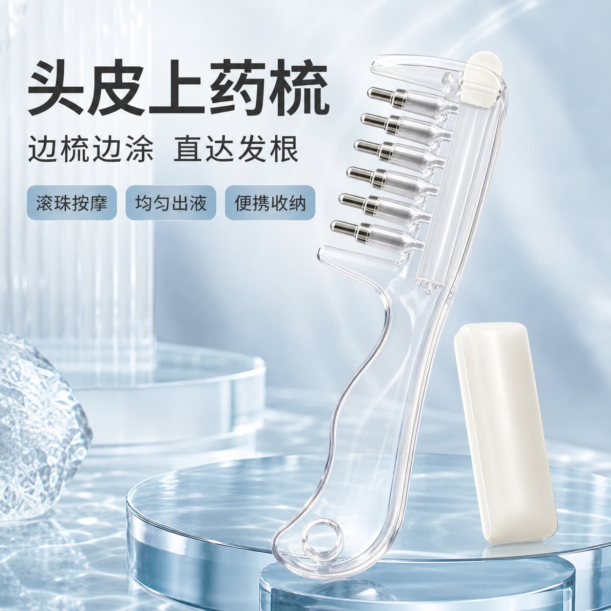 Hot new product Mino scalp applicator essential oil comb massage liquid comb crystal liquid guide comb artifact cross-border