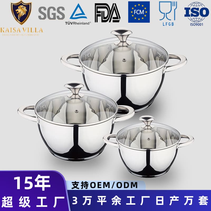 Kaisa Villa Food Grade 201 Stainless Steel Thickened Pan 5 Layer Bottom Soup Pot Casserole Pot Luxury Coated Pot Kitchenware