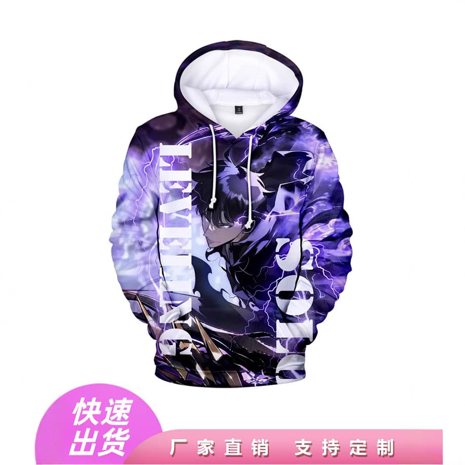 Solo Leveling Anime Merchandise Sweatshirt Pullover Hoodie Plush Lined Autumn Winter Top 3D Digital Print