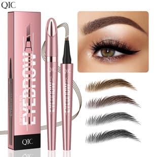 QIC Cross-border New Product Rose Gold Four-prong Eyebrow Pen Wild Waterproof Smudge-proof Liquid Eyebrow Pen