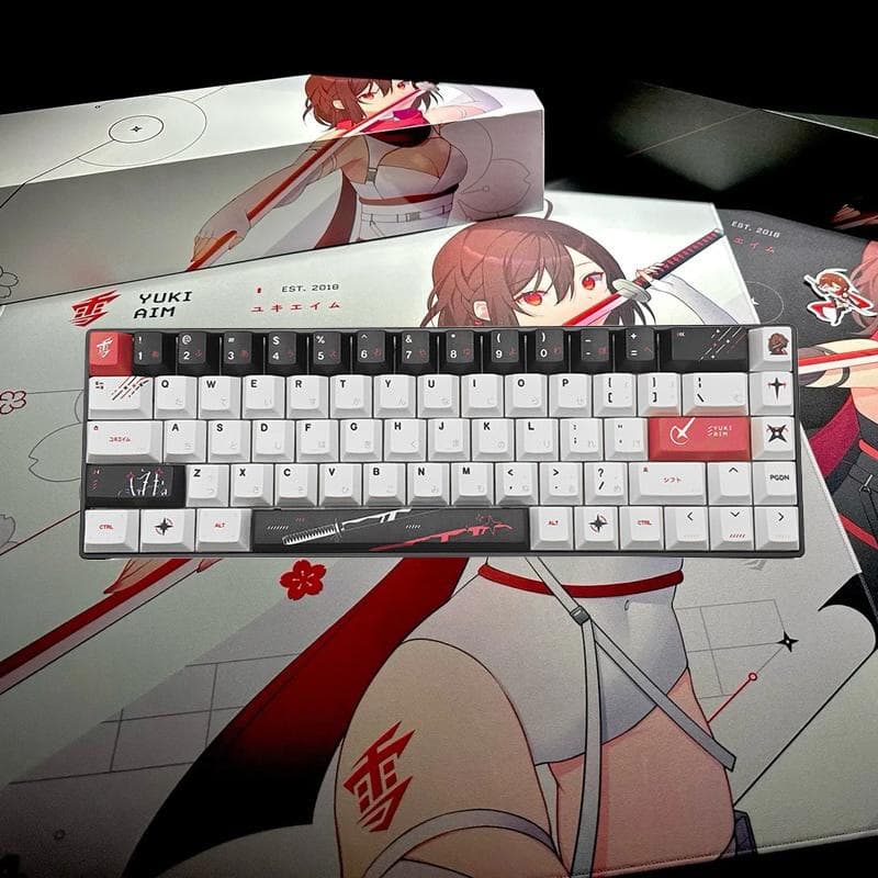 Yukiaim 133-key PBT keycap keyboard with Japanese character radicals, thickened and dyed for original height, trendy design.