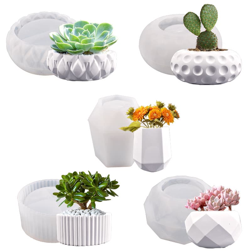 Diy Silicone Succulent Plant Pot Mold Crystal Drip Glue Pen Holder Storage Box Cup Cement Flower Pot Drip Glue Mold