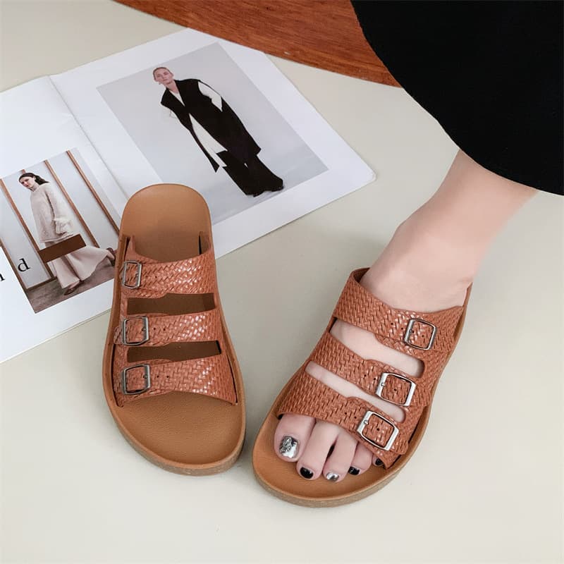 Fashion French Thick-Soled One-Strap Slides for Women Summer Outdoor New Trendy Birkenstock Shoes Soft Sole Beach Sandals
