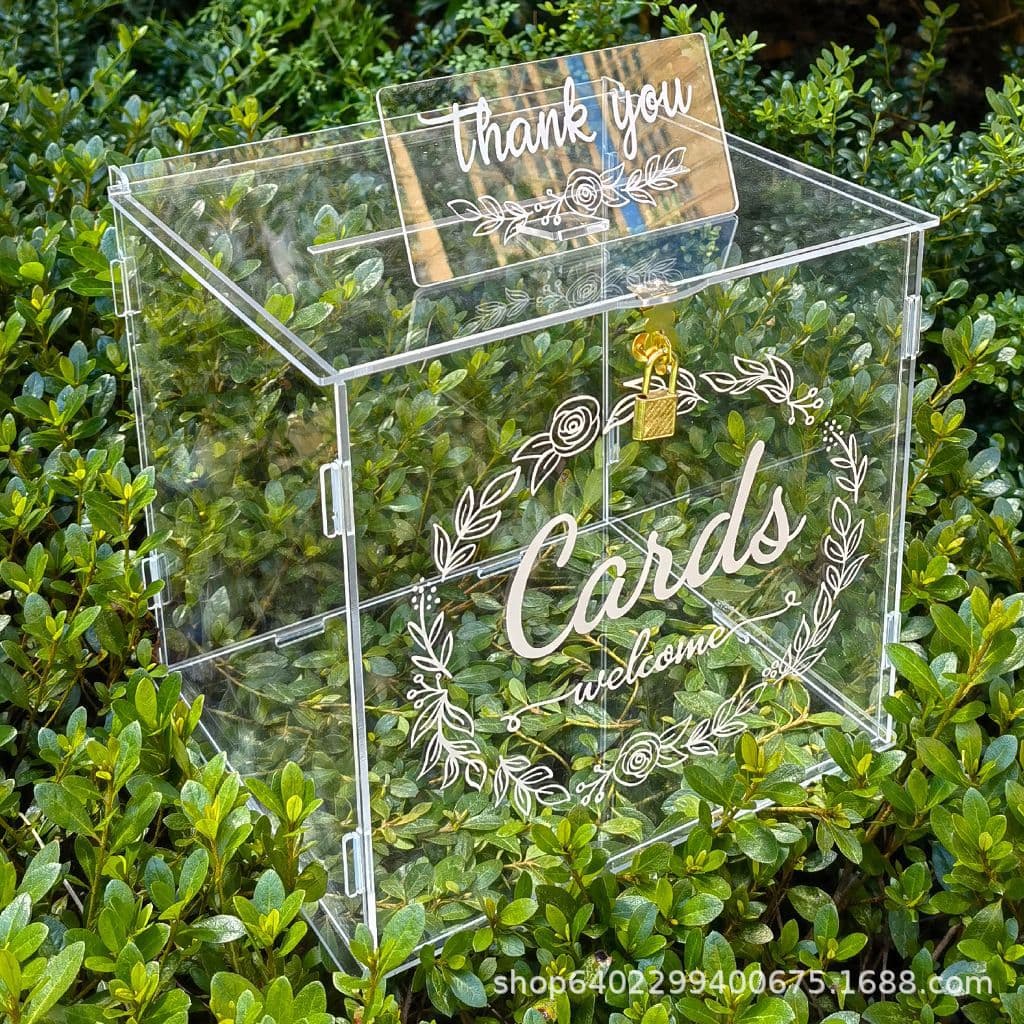 Acrylic Wedding Storage Canister Shield Large Transparent Diy Envelope Gift Box Lock Slot