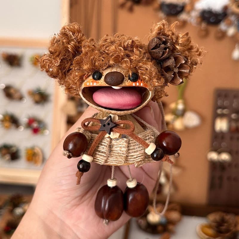 Natural Plant Pod Doll Finished Ornament Seed Shell Pod Cartoon Doll Travel Souvenir
