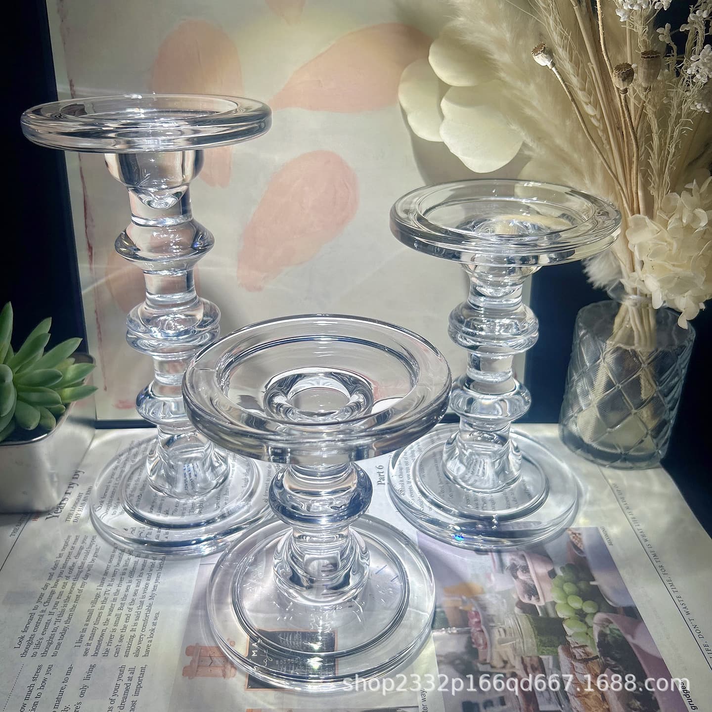 Crystal Ball Base Stand Roman Column Glass Candle Holder Base Decorative Ornament Bamboo Joint Candle Base Ball Stand