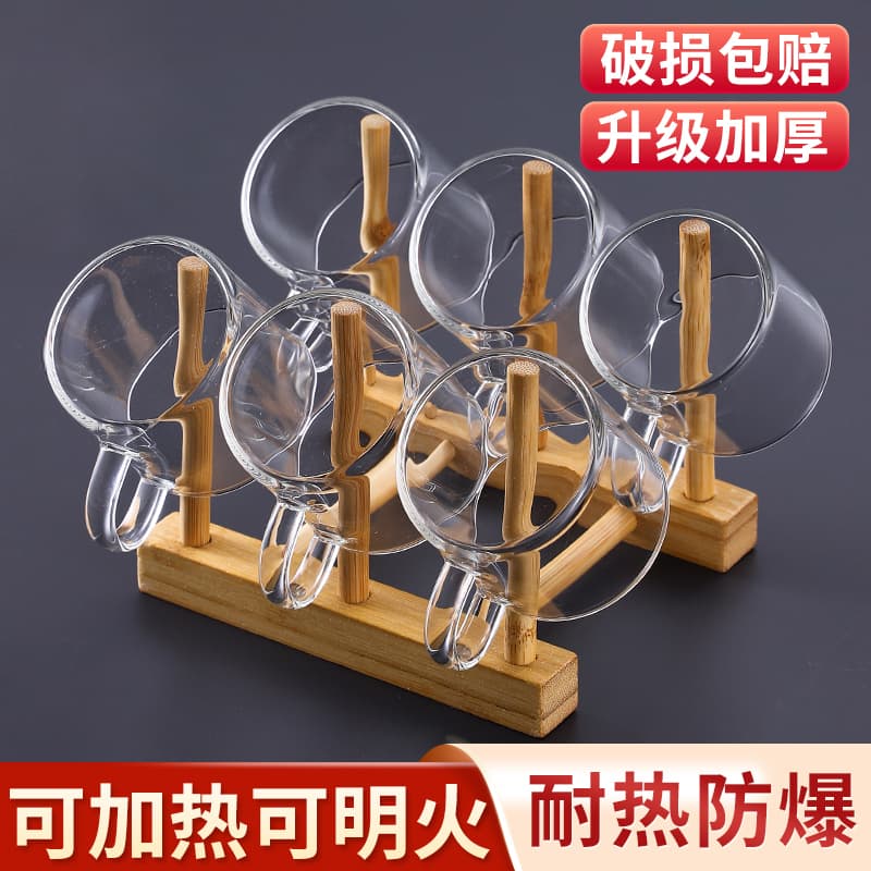 Borosilicate Glass Tea Cup with Handle, Small Cup for Gongfu Tea Set, Household Tea Bowl Set
