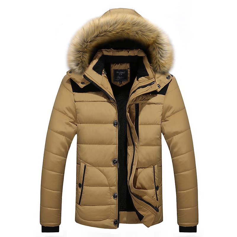 New Winter Youth Men's Casual Quilted Cotton Coat with Fleece Lining, Hooded Padded Jacket for Men