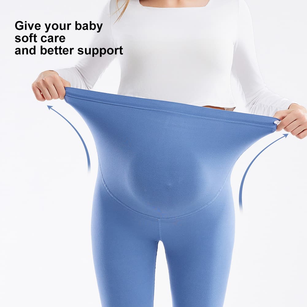 High-Waist Yoga Pants Maternity Tight-Fit Base Layer Pants Comfortable Stretch Polyester Lycra Blend for Pregnant Women