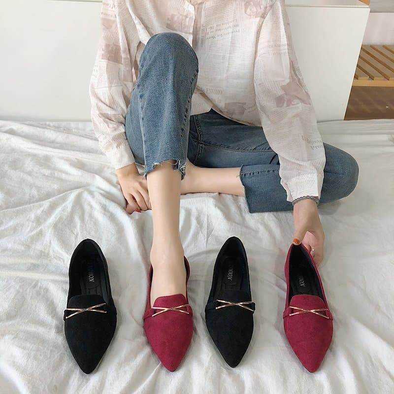 Women's Single Shoes 2024 Spring/Autumn New Pointed Toe Shallow Mouth Comfortable Low Heel Loafers Versatile Slip-On Casual Shoes
