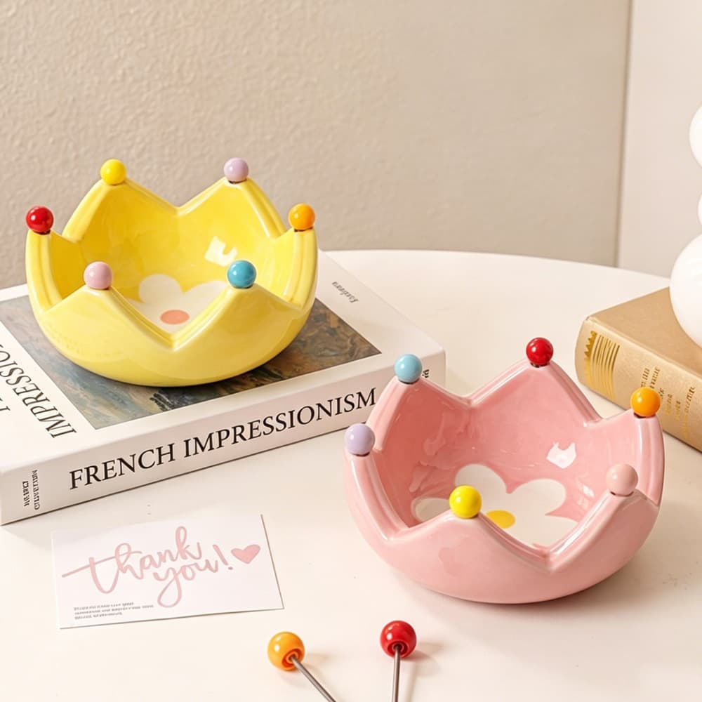 New Arrival Creative Flower Ceramic Fruit Bowl Living Room Coffee Table Home Salad Bowl High Appearance Lovely Fruit Basket