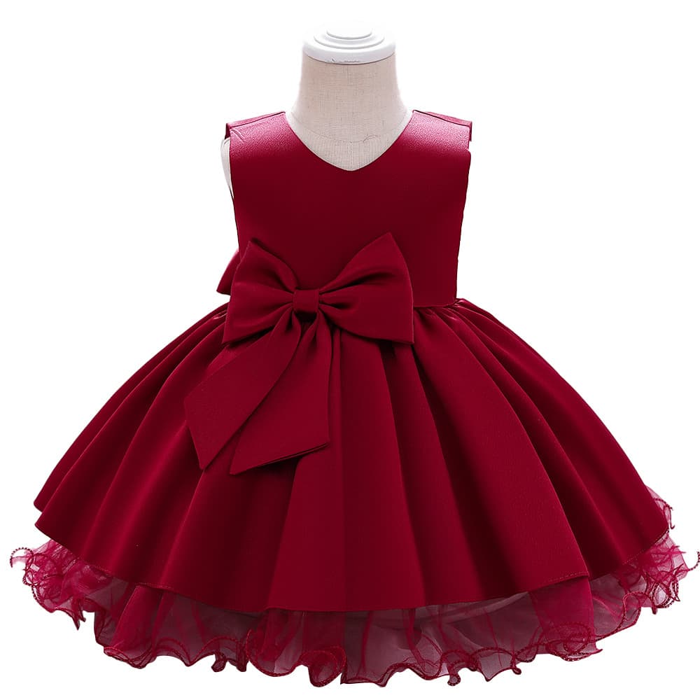 Children's Dress 2026 European and American New Style for Toddler Girls, 100 Days and First Birthday Party Dress with Butterfly Knot, Cute Catwalk Performance Dress