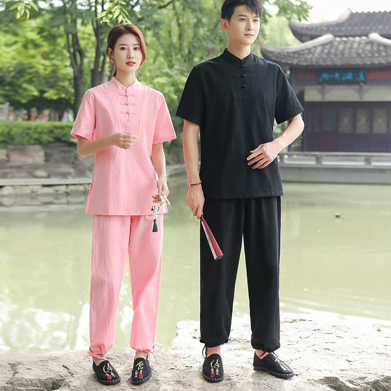 Unisex Chinese Cotton Linen Yoga Suit Zen Suit Tea Art Suit Tai Chi Suit Layman Meditation Suit One Generation Hair