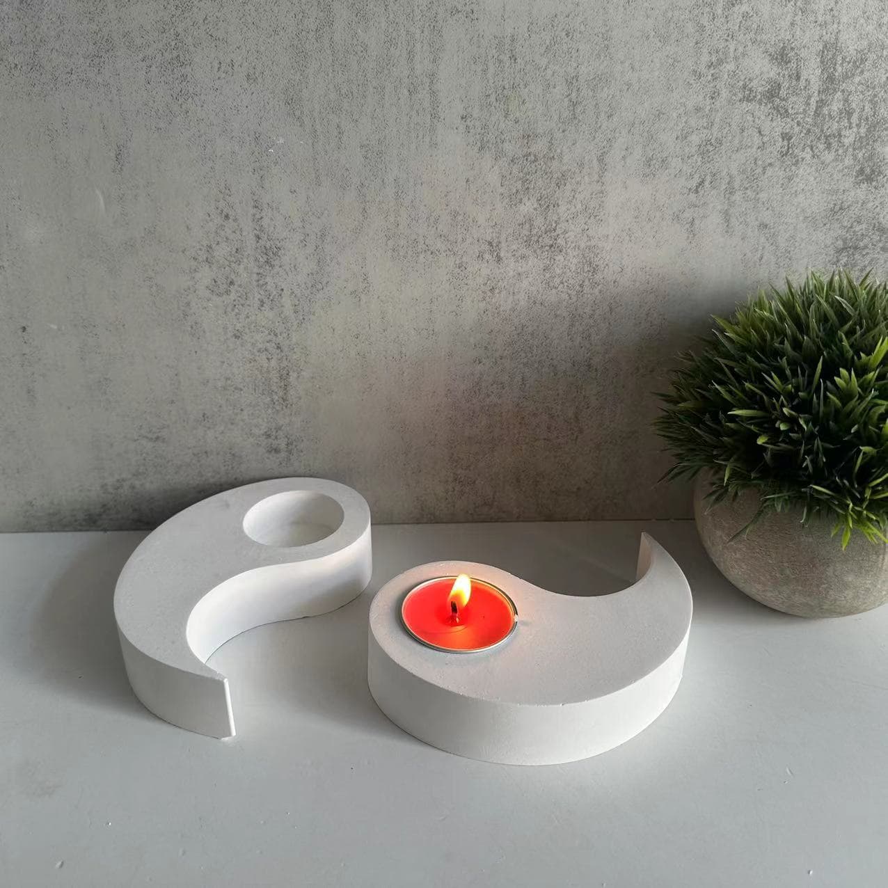 Bagua Aromatherapy Candle Holder Silicone Mold Tea Light Gypsum Cement Silicone Mold