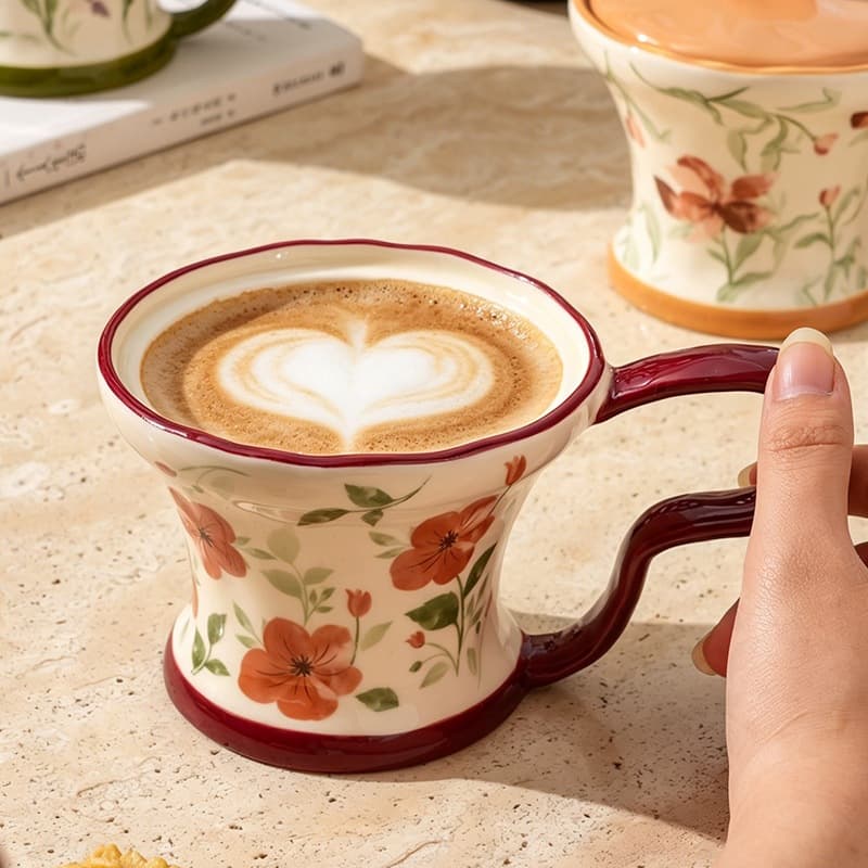 Retro ceramic cup with high appearance and high quality, coffee cup, home office water cup, breakfast cup, milk cup