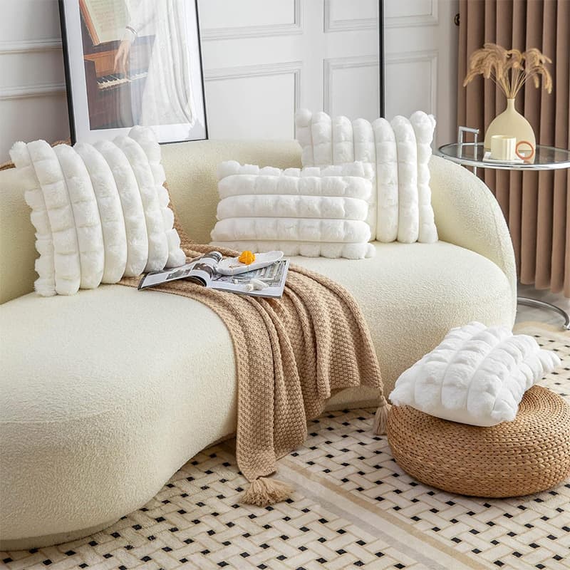 Rabbit Velvet Cushion Oversized Cutout Luxury Cushion Autumn and Winter Solid Color Cushion Living Room Sofa Luxury Cushion Pillow Cover