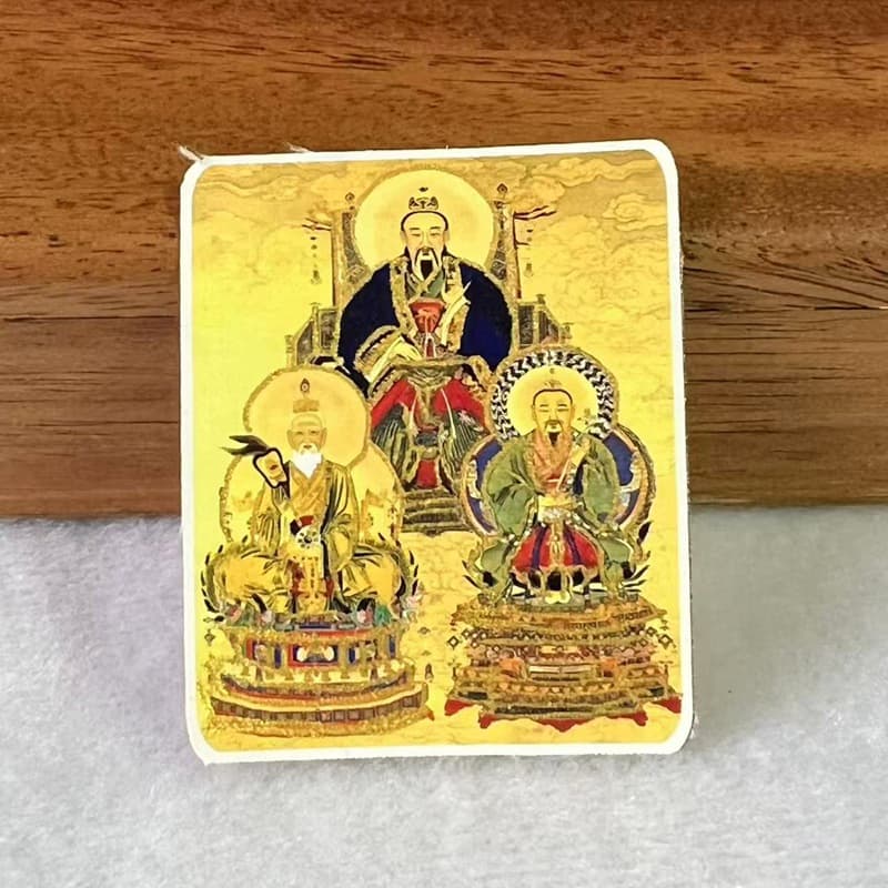 Gold-painted Thangka canvas, featuring Taoist immortals, the Three Pure Ones, Taiyi, Zhao Gongming, and Guan Gong. Wholesale Thangka canvas.