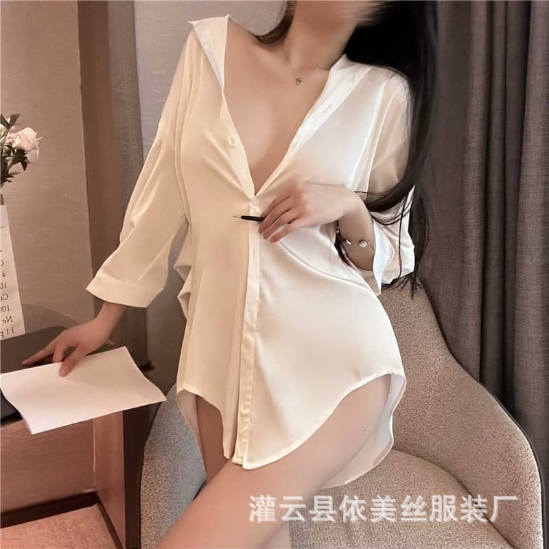 Man Yu Boyfriend Style Shirt Sexy Plus Size Sleepwear Thin Nightgown Homewear Set 9246