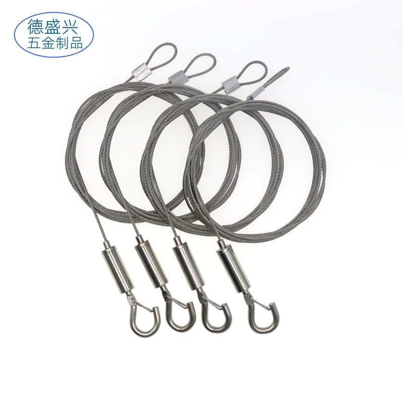 2-Meter Stainless Steel Wire Rope Hook with Adjustable Clip for Hanging, Anti-Drop Hardware Accessory