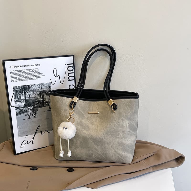 Cross-border Large Capacity Tote Bag Women's 2025 Summer New High-end Sense Fashion Commuter College Students Class Shoulder Bag