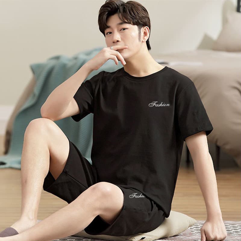 European & American Style Men's Pajamas Summer Short Sleeve Shorts Casual Modal Couple Pajama Set for Export