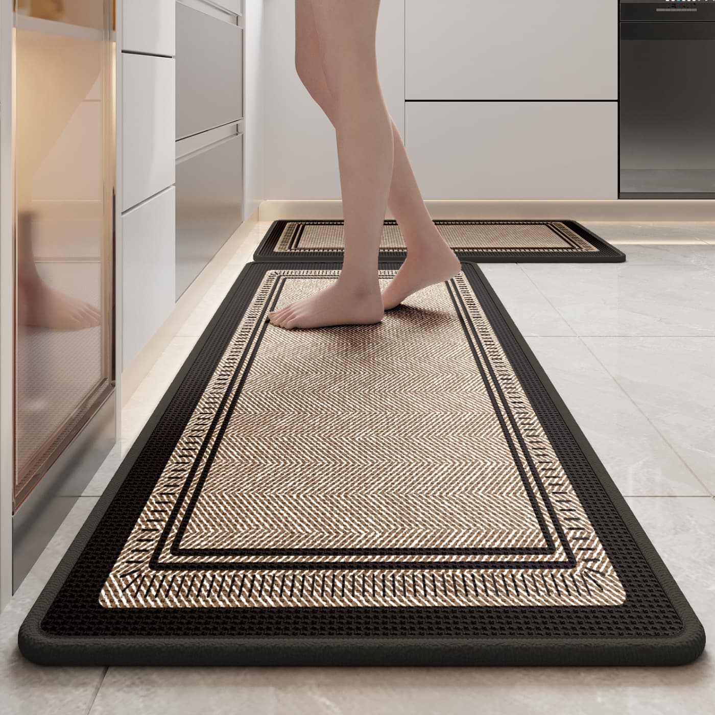Cross-border imitation linen kitchen floor mats, special non-slip, anti-oil, water-absorbent mats, doorway stain-resistant foot mats, no-wash long carpets