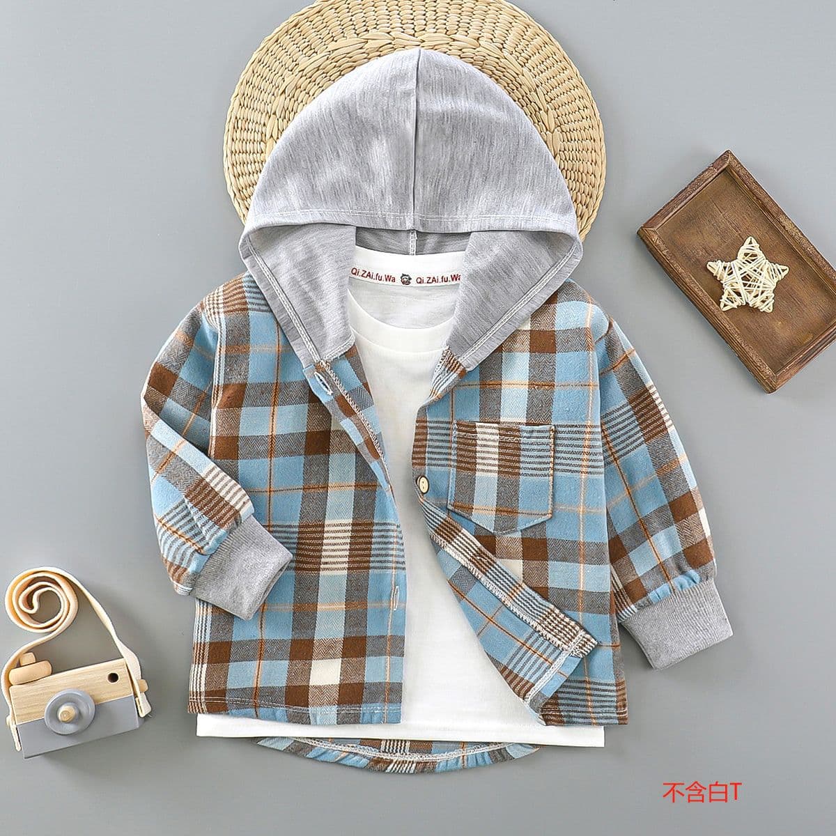 Kids Long-Sleeve Plaid Shirt Boys Spring Autumn Top Cardigan Girls Stylish Blouse Children's Spring Fall with Hood