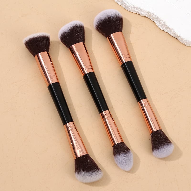 Cross-border new single double-headed makeup brush soft-bristled contour foundation brush loose powder blush brush beauty tool brush