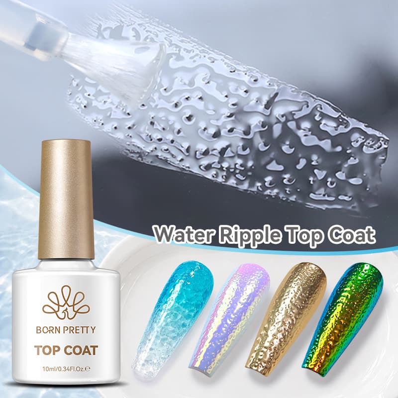 BORN PRETTY No-Wipe Water Ripple Top Coat Gel for Nail Art, Rubbing Powder Friendly Self-Leveling Shaping Gel Polish