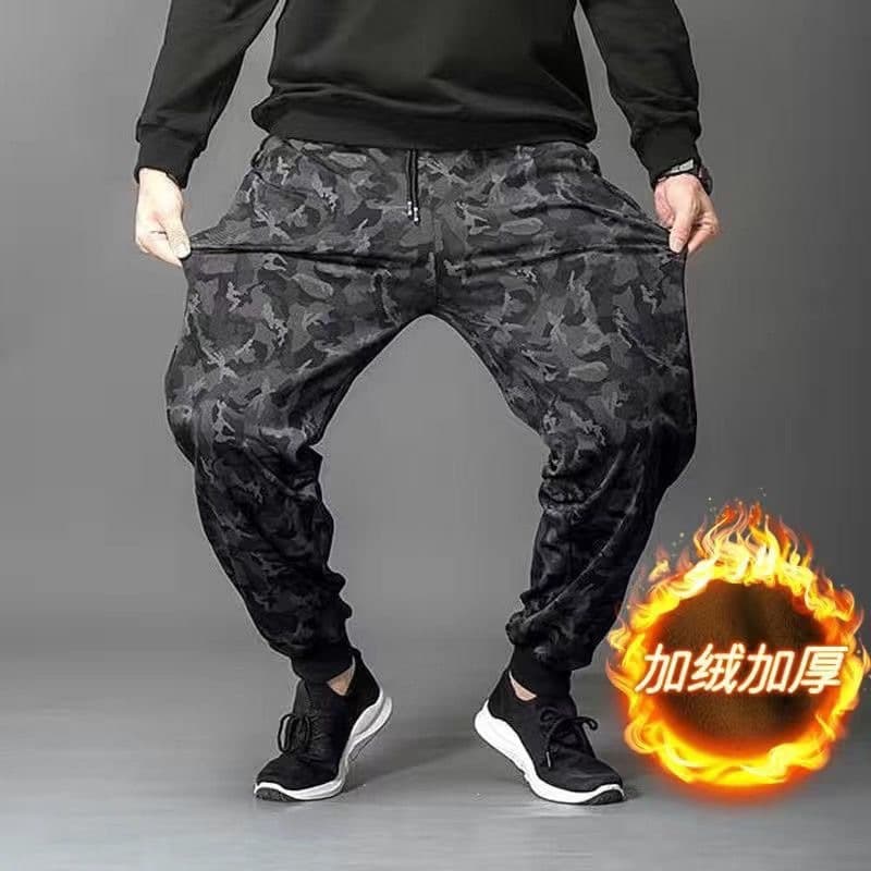 Spring velvet trousers worn by fat men at work, men's wear-resistant construction workers' construction site large size work trousers and labor protection trousers