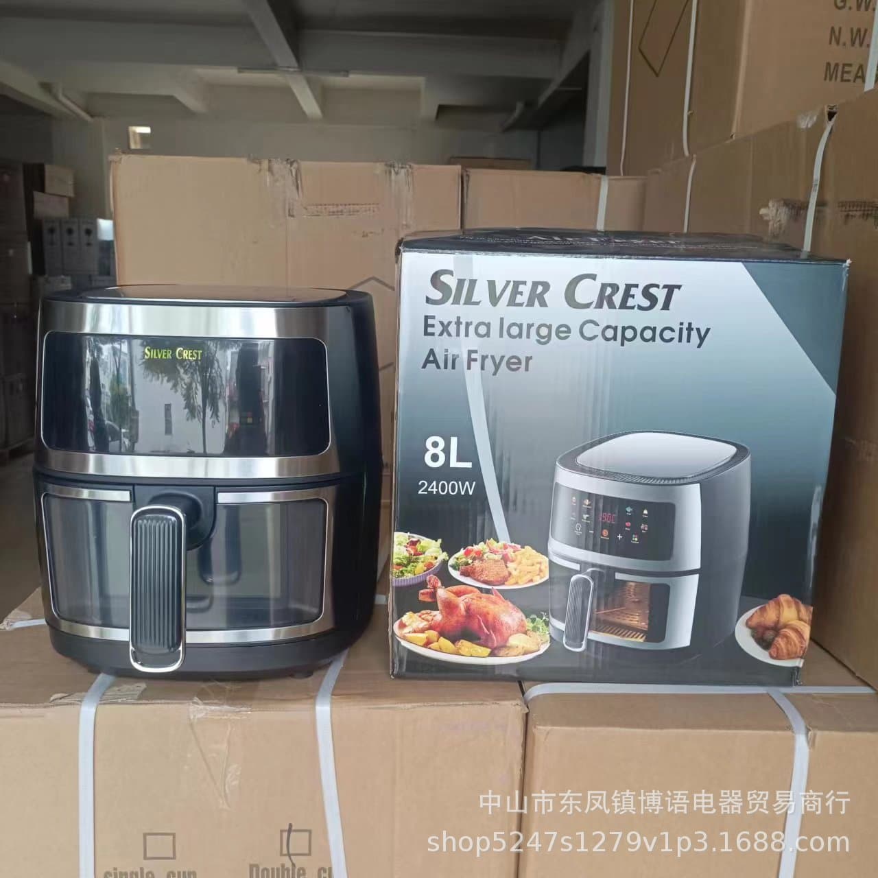 Stainless Steel 8L Visual Air Fryer, Large Capacity Household Multi-Function Touch Screen Electric Oven, Smart Fries Machine, Cross-Border