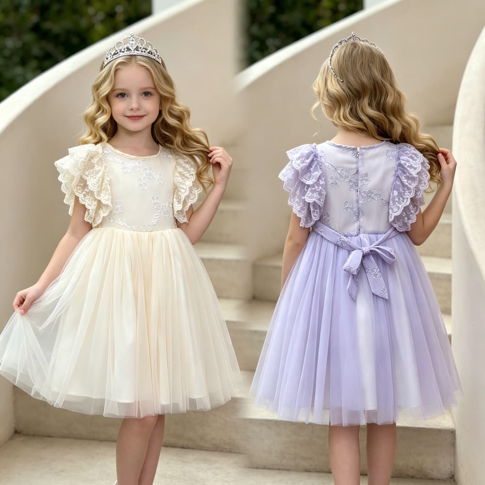 Girls Formal Dress Princess Dress Tutu Dress Toddler Girl Embroidered Tulle Dress Baby Wedding Flower Girl Performance Dress Birthday Dress