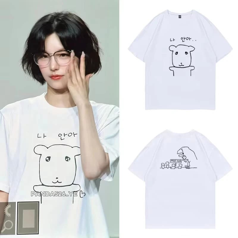 Women's Cute Slim Round Neck T-shirt, Funny Harajuku Graphic