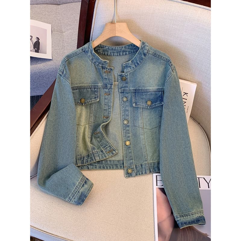 Vintage Short Denim Jacket 2025 New Women's Spring and Autumn Trendy Jean Jacket Top