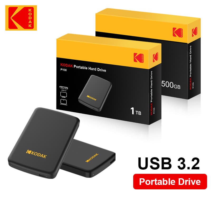 Genuine KODAK P150 High-Speed 500G Portable Mechanical Hard Drive 1TB USB Type-C 3.2 Compatible