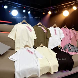 400g Heavyweight Pure Cotton Short Sleeve T-Shirt Summer Small Collar Loose Thick Non-See-Through Men Women Versatile Style