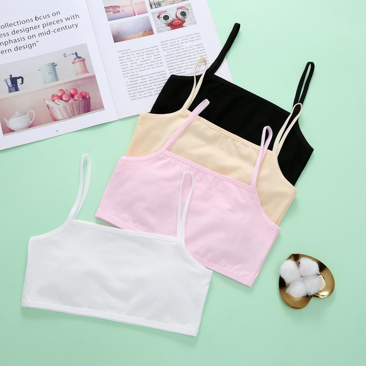Girls' Puberty Underwear, Pure Cotton, Ages 8-12, Middle School Students, Thin Bra Vest for Children