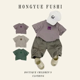 Soft Pure Cotton Smile Print Short Sleeve T-Shirt for Kids Summer Breathable Loose Fit Cute Boys Girls Basic Versatile