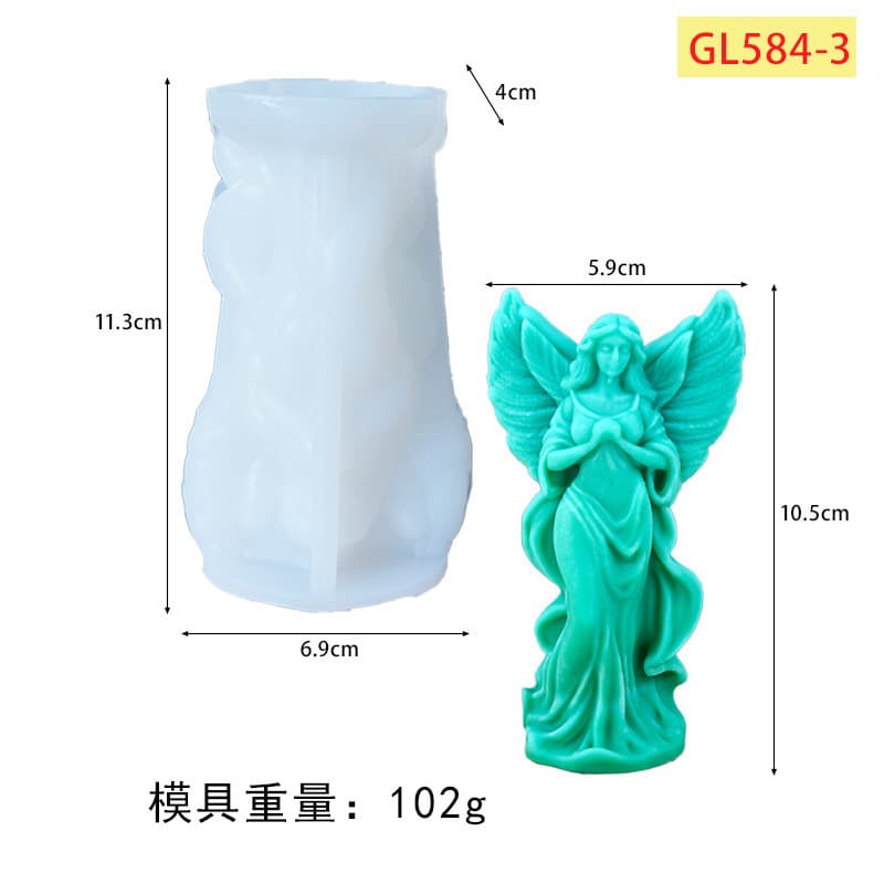Kneeling Angel Figurine Decoration Little Angel Candle Silicone Mold DIY Vintage Aroma Stone Diffuser Plaster Mold