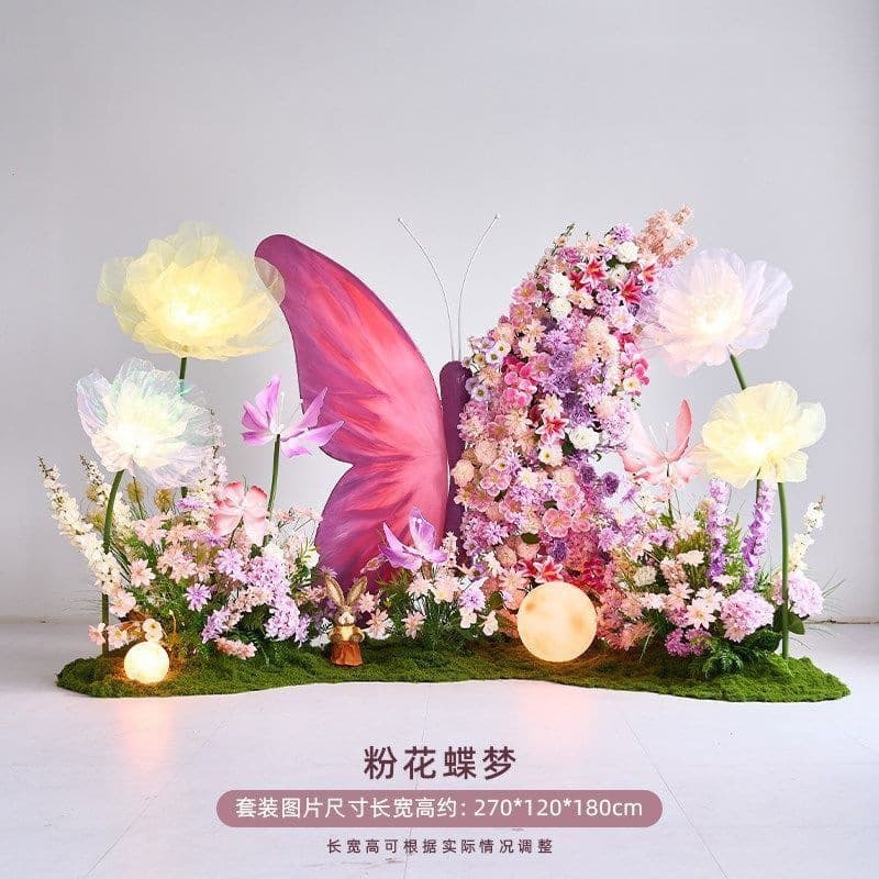 Giant Butterfly Decoration Waterfall Rose Artificial Flowers for Clothing Store Entrance Wedding Decoration Props