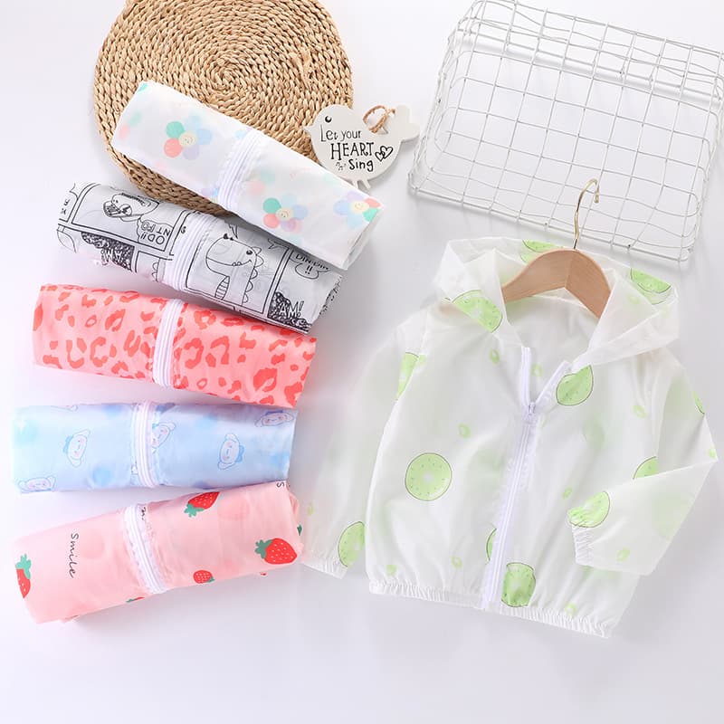 Lightweight Breathable Summer Sun Protection Clothes for Kids Casual Hooded Thin Outerwear Baby Girls Skin-friendly Casual Wear